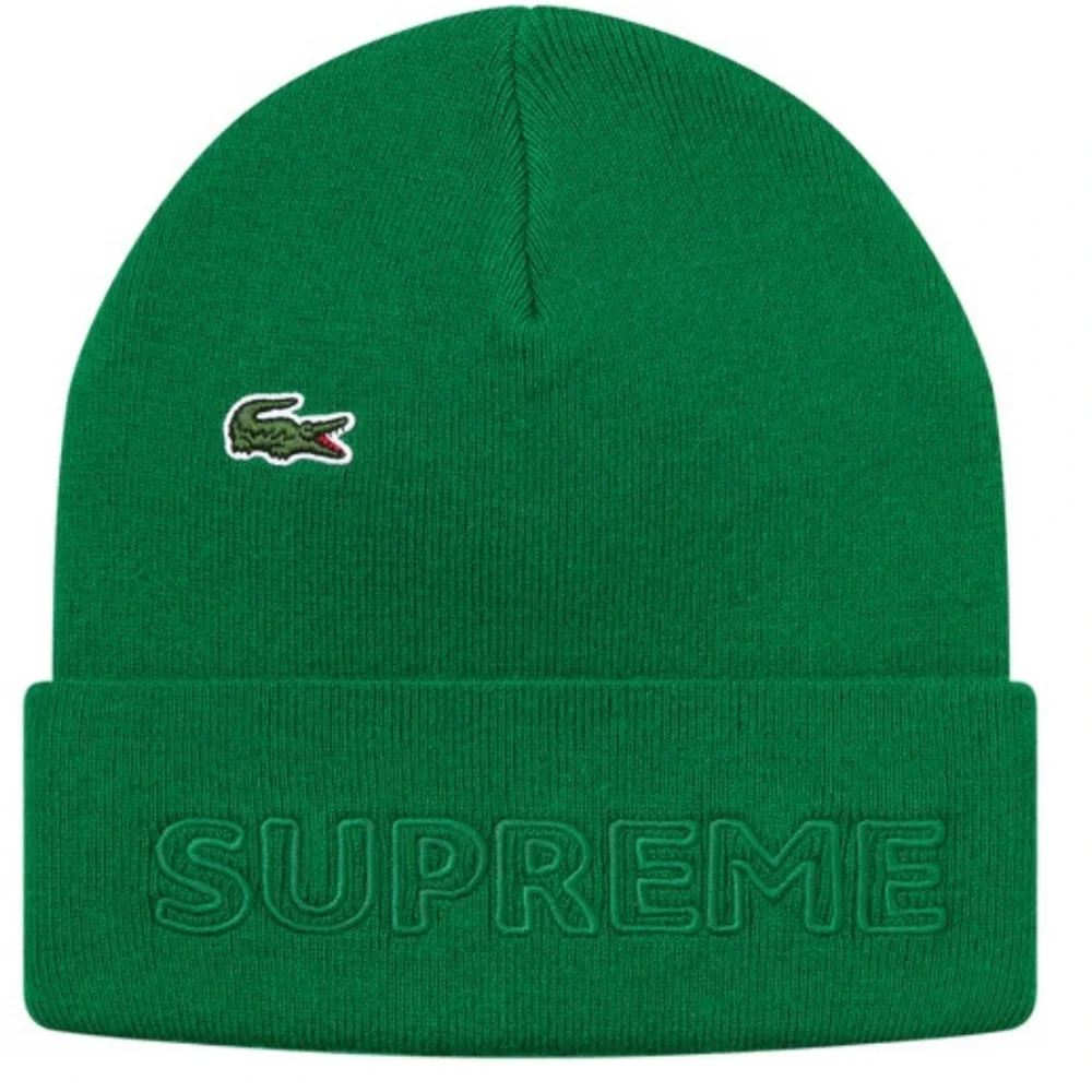 Authentic dead stock & Brand New with Tags: Supreme Green Lacoste Beanie, FW19 - Picture 1 of 6